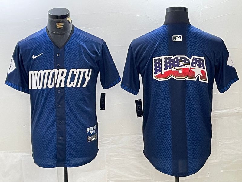 Men Detroit Tigers Blank Blue City Edition Nike 2024 MLB Jersey style 3